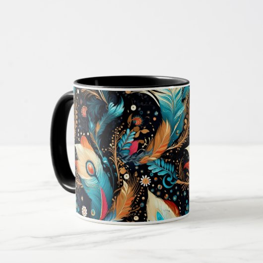 Vibrant Cosmic Rocket Adventure Tasse (Vorderseite Links)