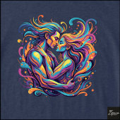 Vibrant Couple Embrace Psychedelic Flowing Art Tri-Blend Shirt