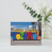 Vibrant Cozumel Sign Postcard Postkarte (Stehend Vorderseite)