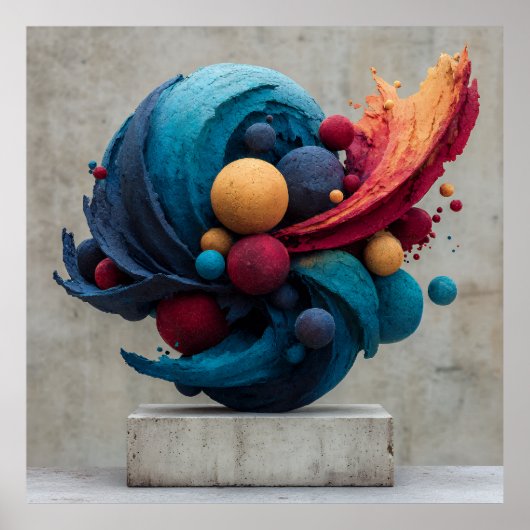 Vibrant Cracked Sphere Explosive Color Sculpture Poster (Vorne)