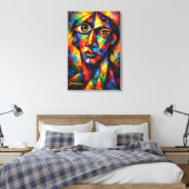 Vibrant Cubist Face Abstract Modern Art Leinwanddruck (Insitu (Schlafzimmer))