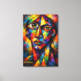 Vibrant Cubist Face Abstract Modern Art Leinwanddruck