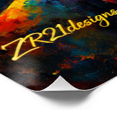 Vibrant Cubist Face Abstract Modern Art Poster (Ecke)