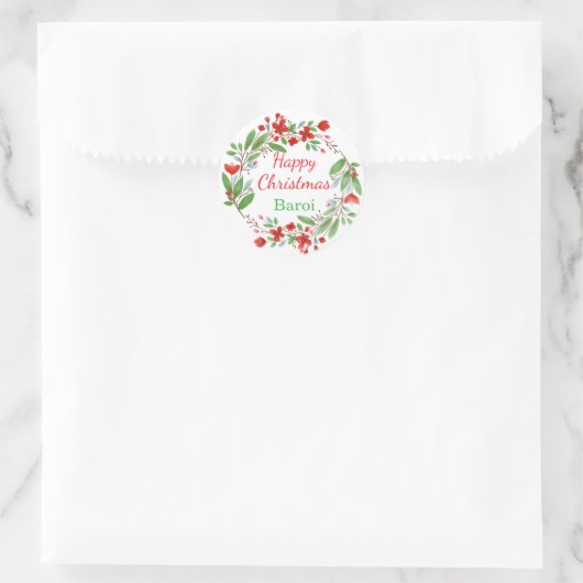 Vibrant Custom Merry Christmas Holiday Design Runder Aufkleber (Tasche)