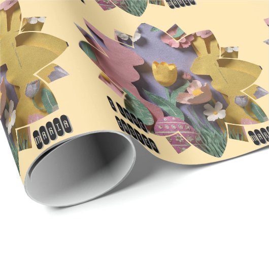 Vibrant Cut Bunny & Easter Eggs  Wrapping Paper Geschenkpapier (Rolleneckpunkt)