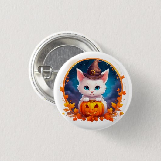 Vibrant cute kitten halloween button (Vorne & Hinten)