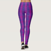 Vibrant Cyber Pink Blue Glitch Plaid Leggings (Rückseite)