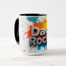 Vibrant Dad Rocks Splash Coffee Mug | Customizable Tasse