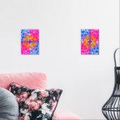 Vibrant Dahlia Bloom-Pink, Blue & Yellow Abstract Bilderwand Sets (Wohnzimmer)