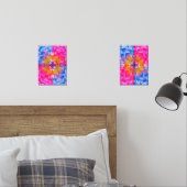 Vibrant Dahlia Bloom-Pink, Blue & Yellow Abstract Bilderwand Sets (Schlafzimmer)
