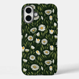 Vibrant Daisy Pattern with Lush Green Accents iPhone 16 Plus Hülle