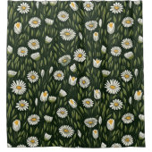 Vibrant Daisy Pattern with Lush Green Accents Duschvorhang (Vorderseite)