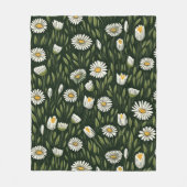 Vibrant Daisy Pattern with Lush Green Accents Fleecedecke (Vorderseite)