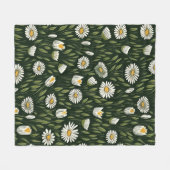 Vibrant Daisy Pattern with Lush Green Accents Fleecedecke (Vorderseite (Horizontal))