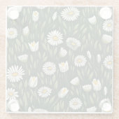 Vibrant Daisy Pattern with Lush Green Accents Glasuntersetzer (Rückseite)