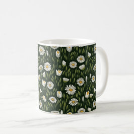 Vibrant Daisy Pattern with Lush Green Accents Kaffeetasse