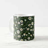 Vibrant Daisy Pattern with Lush Green Accents Kaffeetasse (Vorderseite Links)