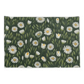 Vibrant Daisy Pattern with Lush Green Accents Kissenbezug (Rückseite-Rechts)