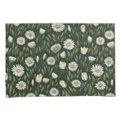 Vibrant Daisy Pattern with Lush Green Accents Kissenbezug (Vorderseite-Rechts)
