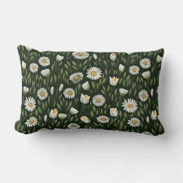 Vibrant Daisy Pattern with Lush Green Accents Lendenkissen
