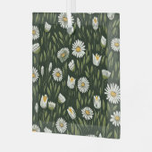 Vibrant Daisy Pattern with Lush Green Accents Ornament Aus Glas (Vorderseite links)