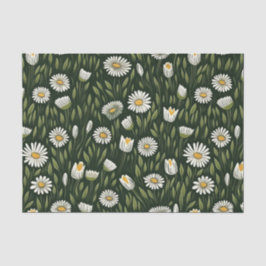 Vibrant Daisy Pattern with Lush Green Accents Seidenpapier