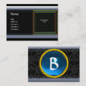 VIBRANT DAMASK MEMORY MONOGRAM Edelstein blau Visitenkarte (Vorne/Hinten)