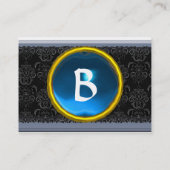 VIBRANT DAMASK MEMORY MONOGRAM Edelstein blau Visitenkarte (Rückseite)