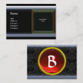 VIBRANT DAMASK MEMORY MONOGRAM Edelstein rot Visitenkarte (Vorne/Hinten)