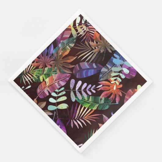 Vibrant Dark Tropical Leaf Pattern Paper Napkin Serviette (Ecke)