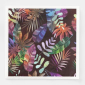 Vibrant Dark Tropical Leaf Pattern Paper Napkin Serviette (Vorderseite)