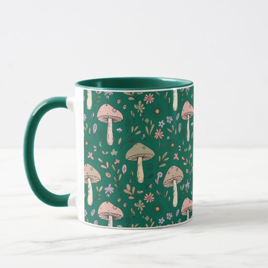 Vibrant Deep Emerald Fungi Seamless Pattern Luxury Tasse (Links)