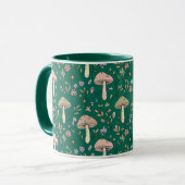 Vibrant Deep Emerald Fungi Seamless Pattern Luxury Tasse (Vorderseite Links)