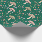 Vibrant Deep Emerald Green Fungi Seamless Pattern Geschenkpapier (Ecke)