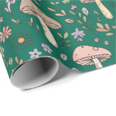 Vibrant Deep Emerald Green Fungi Seamless Pattern Geschenkpapier (Rolleneckpunkt)