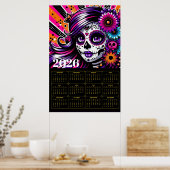 Vibrant Día de los Muertos Sugar Skull Art Poster (Küche)