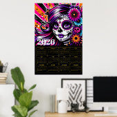 Vibrant Día de los Muertos Sugar Skull Art  Poster (Heimbüro)