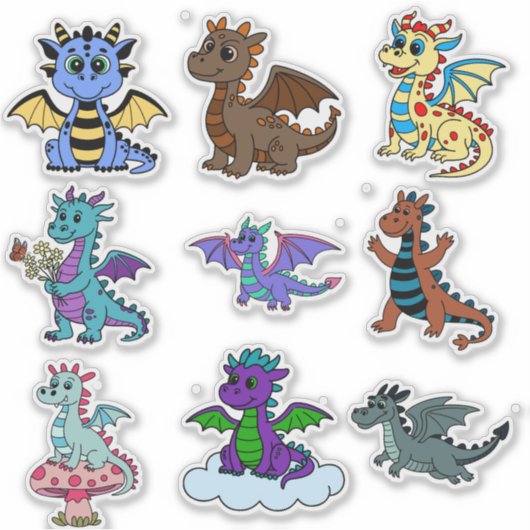 Vibrant Dinosaur Sticker Set for Kids - Fun & Colo (Vorderseite)