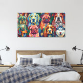 Vibrant Dog Breed Pop Art Collage Leinwanddruck (Insitu (Schlafzimmer))