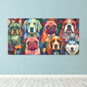 Vibrant Dog Breed Pop Art Collage Leinwanddruck (Insitu (Holzboden))