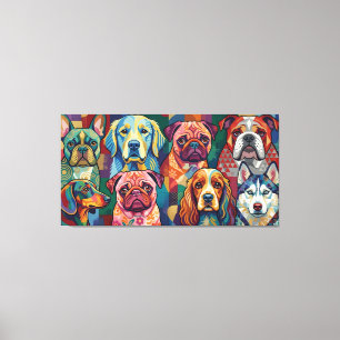 Vibrant Dog Breed Pop Art Collage Leinwanddruck