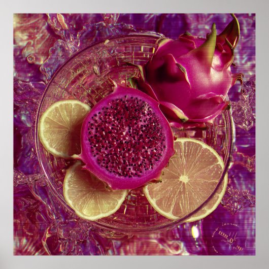 Vibrant Dragon Fruit Lemon Bowl Poster (Vorne)