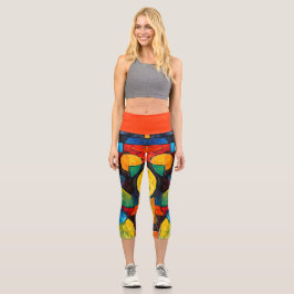 Vibrant Dreams Geometry – Bold Modern Abstract Art Capri Leggings