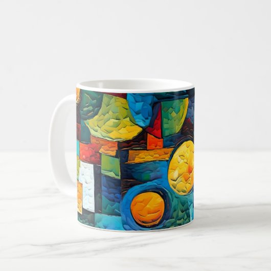 Vibrant Dreams Geometry – Bold Modern Abstract Art Kaffeetasse (Vorderseite Links)