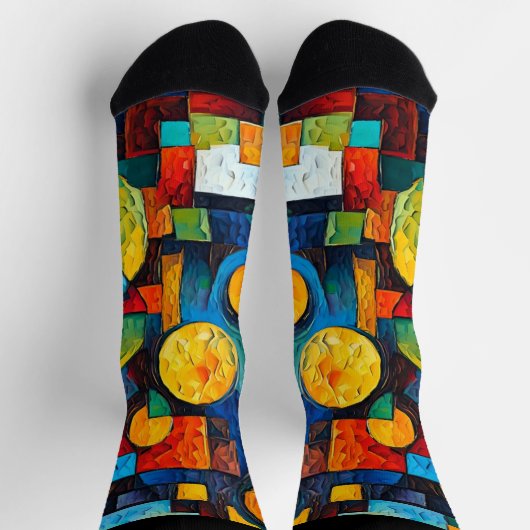 Vibrant Dreams Geometry – Bold Modern Abstract Art Socken (Oben)
