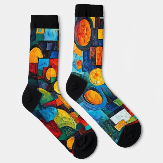 Vibrant Dreams Geometry – Bold Modern Abstract Art Socken (Rechts)