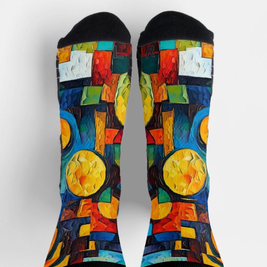 Vibrant Dreams Geometry – Bold Modern Abstract Art Socken (Oben)