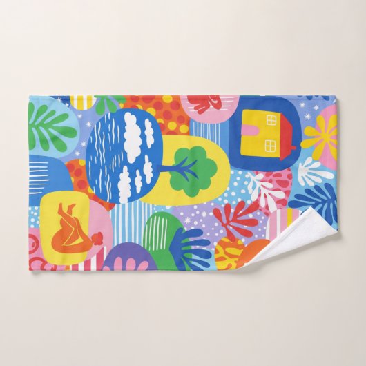 Vibrant Dreamscape: Whimsical Abstract World Handtuch (Handtuch)