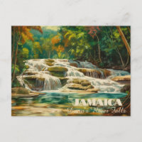 Vibrant Dunns River Falls Jamaica Postcard