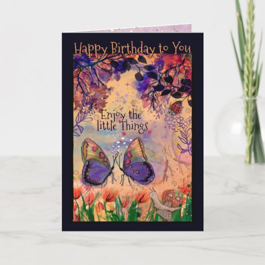 Vibrant Enjoy the Little Things Butterfly Birthday Karte (Vorderseite)